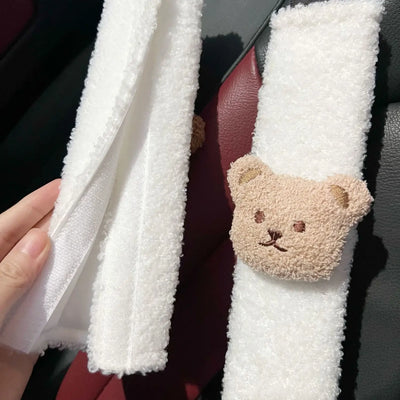 INS Plush Bear Safety Shoulder Cover Kids Car Creative Shoulder Cover Car cartoon interior decorations