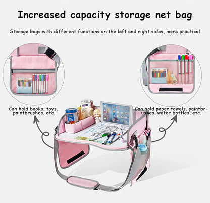 New Baby Kids Car Seat Travel Portable Drawing Board Waterproof Safety Seat Play Snack Draw Table Organizer Storeage Table