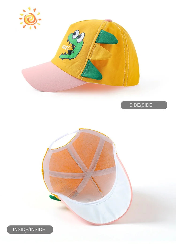 Cute Dinosaur Baby Bucket Hat Summer Newborn Baseball Cap Outdoor Beach Kids Baby Boy Girl Cartoon Bear Sun Hats Bonnets