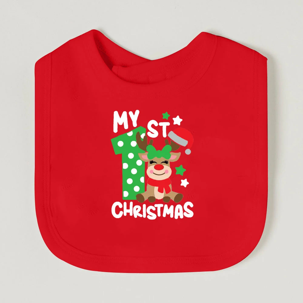 It's My First Christmas Baby Bib Christmas Vibes Bibs Newborn Red Cotton Saliva Towel Xmas Party Bib Holiday Infant Shower Gift