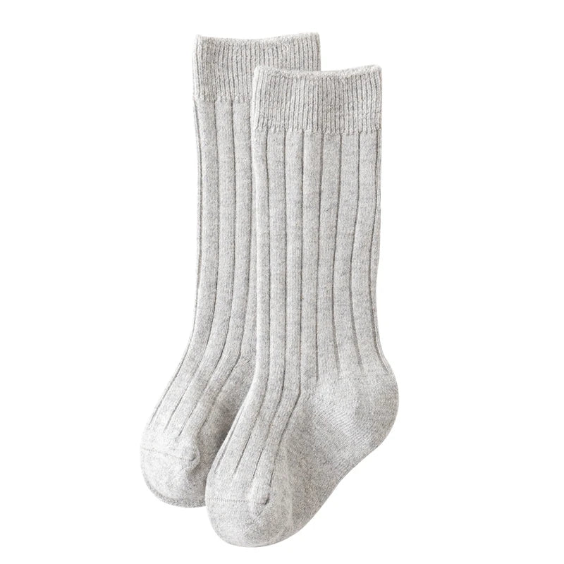 Chaussettes tendance en coton pour nouveau-né, couleur bonbon unie, longues, pour enfants, filles et garçons