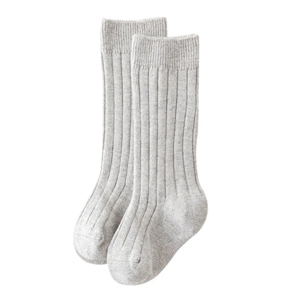 Chaussettes tendance en coton pour nouveau-né, couleur bonbon unie, longues, pour enfants, filles et garçons
