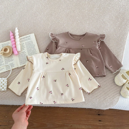 IG Fashion Vêtements pour nouveau-nés Pyjama pour bébé Garçon Fille Imprimé Cerise Manches Longues Chemise + Pantalon Vêtements de Nuit Ensemble Deux Pièces 0-2 ans