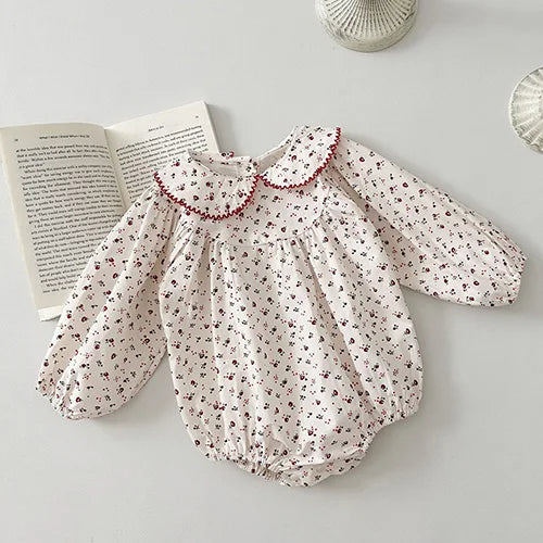 Barboteuse à manches longues pour bébé fille, nouvelle collection automne 2024, en coton imprimé, combinaison pour bébé fille de 0 à 24 mois