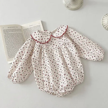 Barboteuse à manches longues pour bébé fille, nouvelle collection automne 2024, en coton imprimé, combinaison pour bébé fille de 0 à 24 mois