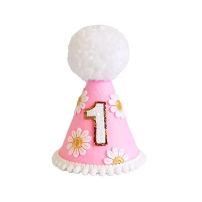 Felt Celebration Party Caps Birthday Hat for One Year Birth Celebration