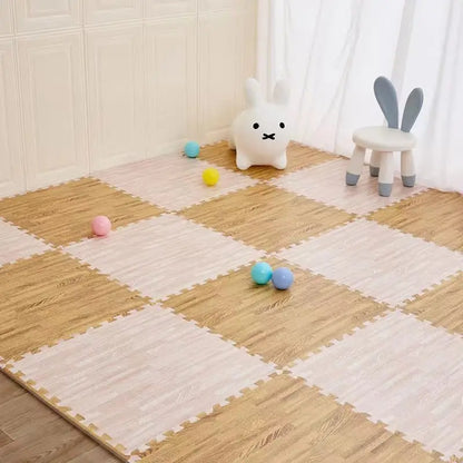 Puzzle Mat 12PCS 30x30cm Foam Play Mats Rug Baby Game Mat Baby Activity Gym Puzzle Mat Wood Grain Floor Mat Kids Carpet Play Mat