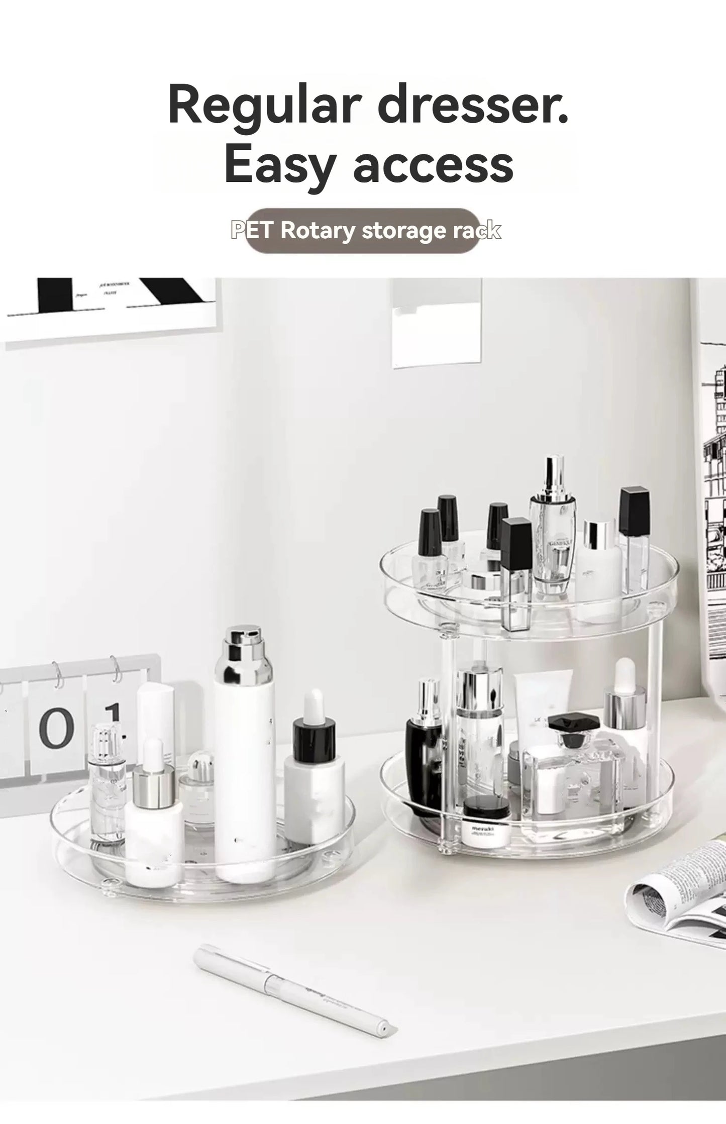 Safety Seat Adhesion Storage and Stora Desktop Cosmetics Storage Rack Transparent Rotating Storage Rack Multi-Layer Storage Rack