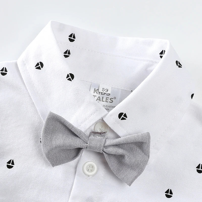 Ensembles de vêtements pour bébés garçons, 3 pièces, chemise à nœud papillon, barboteuse, pantalon et chapeau, robe pour nouveau-né, costume de fête pour homme