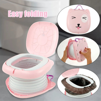 Travel Potty for Kids Toddler ABS Plastic Portable Potty with Stable Anti-slip Bottom Sturdy Curve Design Foldable Potty with