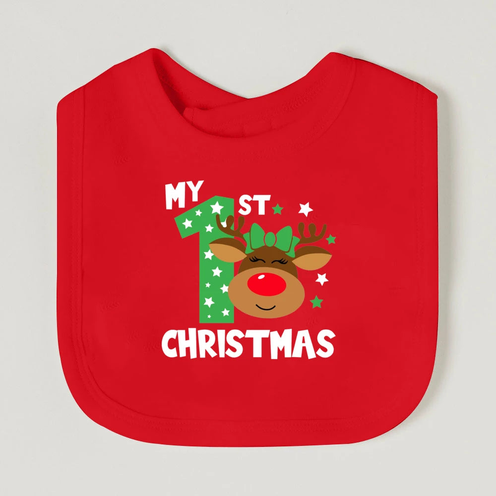It's My First Christmas Baby Bib Christmas Vibes Bibs Newborn Red Cotton Saliva Towel Xmas Party Bib Holiday Infant Shower Gift