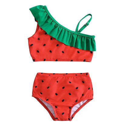 Ensemble bikini de plage pour enfants, joli maillot de bain pastèque et ananas à motif fruité, haut dos nu et bas assortis