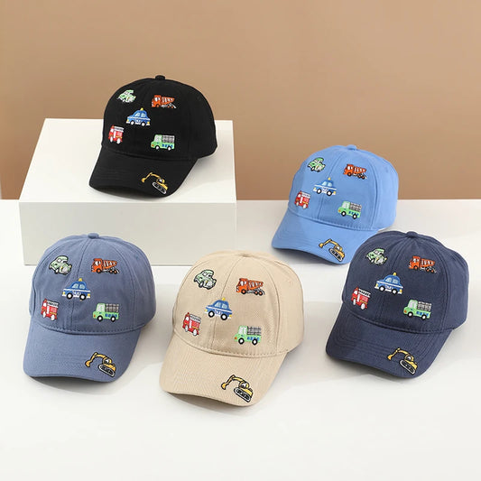 Children 's Sports Hats School Baby Boys Baseball 2025 Summer Embroidered Vehicles Outdoor Kids Caps for 2-8Years Adjustable