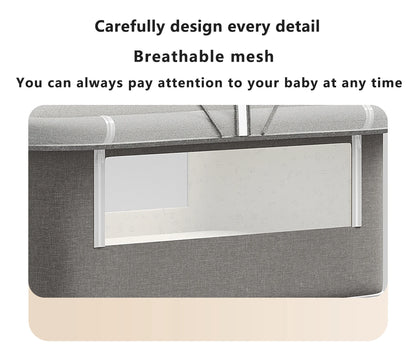 5-in-1 baby crib, adjustable height from 40-53, rocking bed, mosquito net and storage basket, free delivery