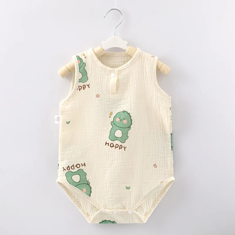 Pyjama d'été pour bébé, combinaison mignonne avec ours et lapin, motif dessin animé, pour garçons et filles, vêtements de nuit fins pour nouveau-nés