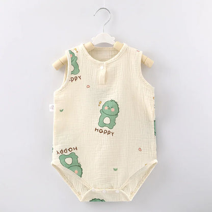 Pyjama d'été pour bébé, combinaison mignonne avec ours et lapin, motif dessin animé, pour garçons et filles, vêtements de nuit fins pour nouveau-nés