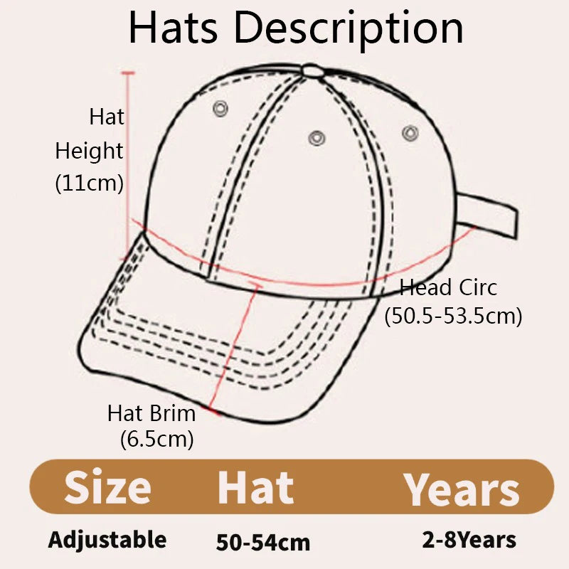 Children 's Sports Hats School Baby Boys Baseball 2025 Summer Embroidered Vehicles Outdoor Kids Caps for 2-8Years Adjustable