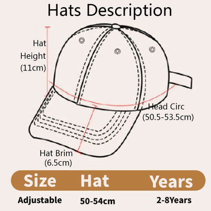 Children 's Sports Hats School Baby Boys Baseball 2025 Summer Embroidered Vehicles Outdoor Kids Caps for 2-8Years Adjustable