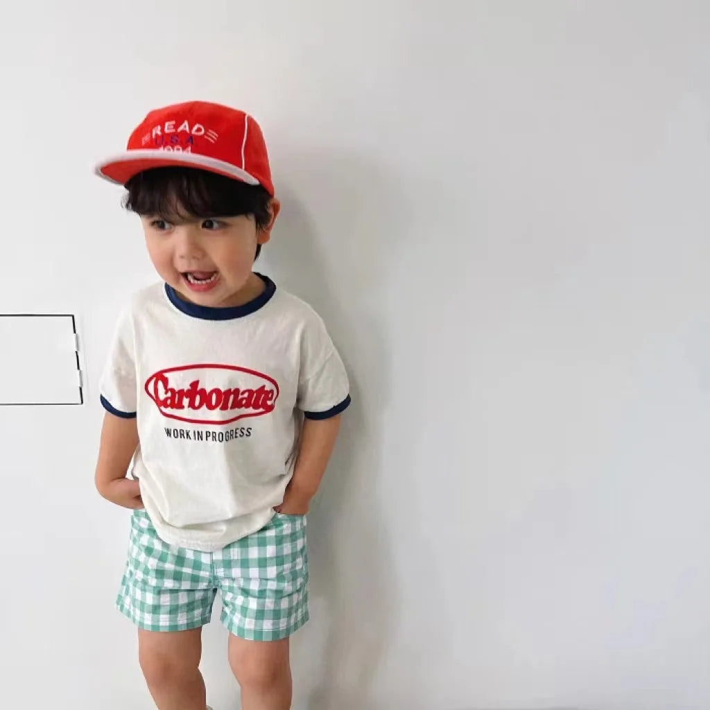 T-shirt à manches courtes pour bébé, imprimé lettres, décontracté, ample, pour enfant, garçon et fille, été, 2024