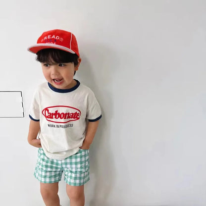 T-shirt à manches courtes pour bébé, imprimé lettres, décontracté, ample, pour enfant, garçon et fille, été, 2024