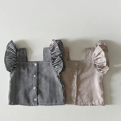 Milancel 2024 Ensemble de vêtements d'été pour bébé, t-shirt à carreaux et short pour tout-petit, 2 pièces, vêtements d'extérieur pour filles