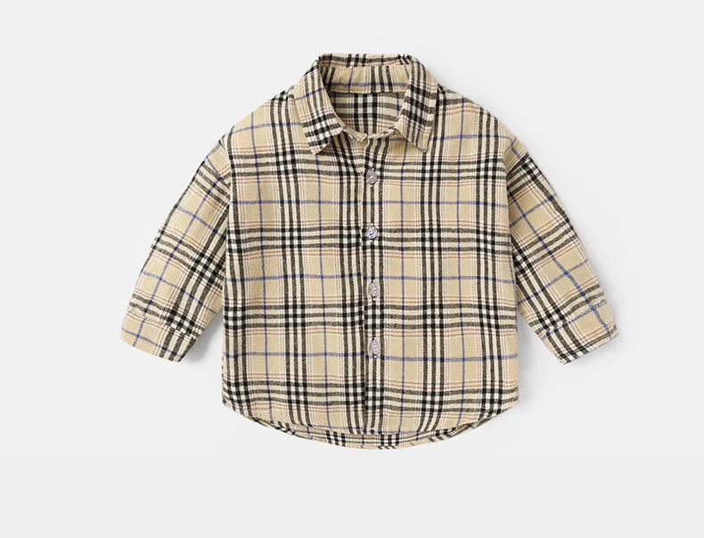 T-shirts printemps-automne pour bébés garçons, en coton à carreaux, manches longues, col rabattu, vêtements d'extérieur pour nouveau-nés