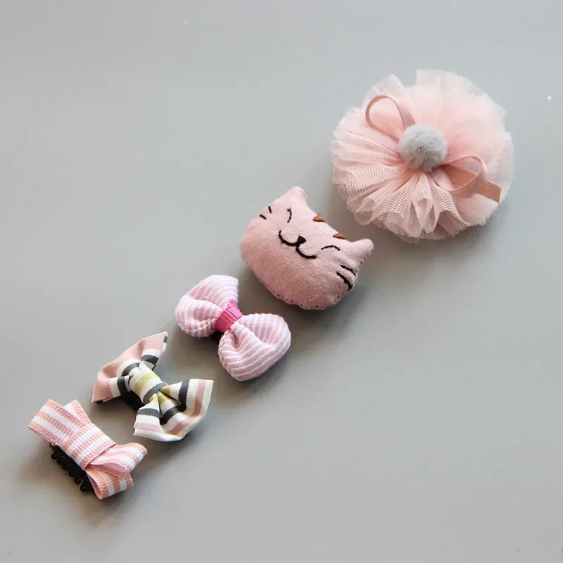 5Pcs/Set Baby Hair Clips Cute Girl Bows Crown Hair Clips Kids Child Baby Hairpins Barrettes Haarspeldjes Baby Hair Accessories