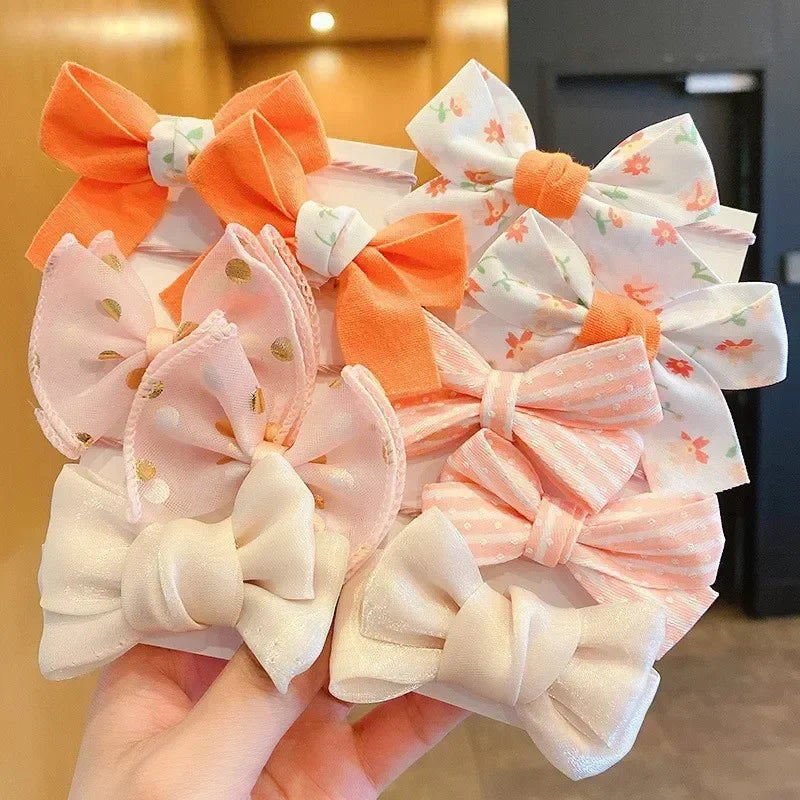 10Pcs/Set New Baby Girl Cute Colors Flower Hair Bands Ponytail Holder Chilren Soft Scrunchies Rubber Kid Hair Accessories