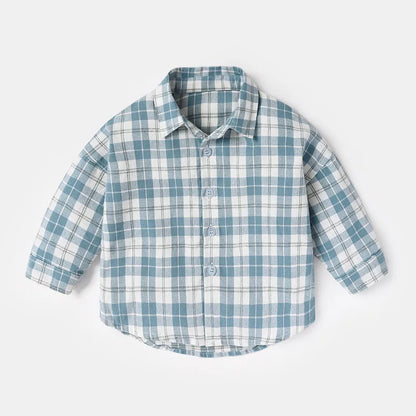 T-shirts printemps-automne pour bébés garçons, en coton à carreaux, manches longues, col rabattu, vêtements d'extérieur pour nouveau-nés