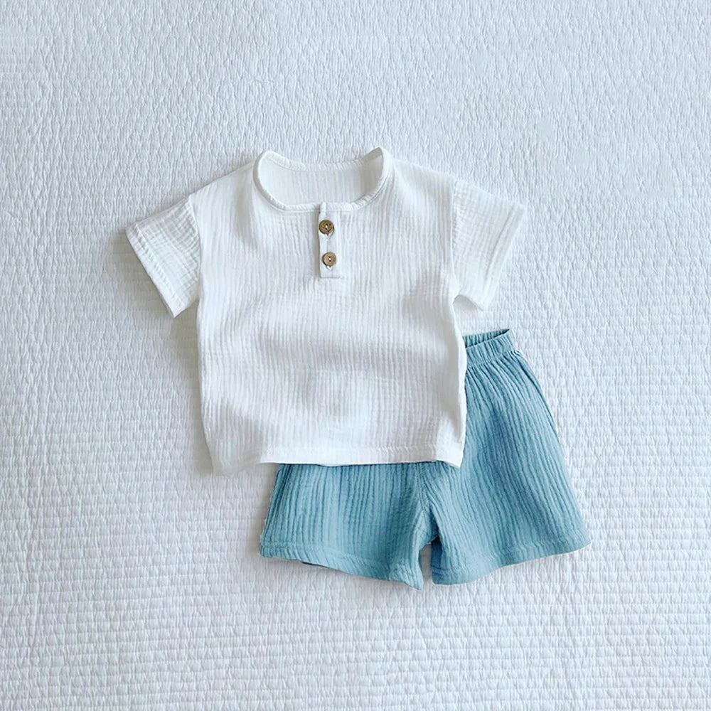Ensemble de vêtements d'été pour bébé garçon, 2 pièces, t-shirts et shorts à manches courtes, pour bébé fille