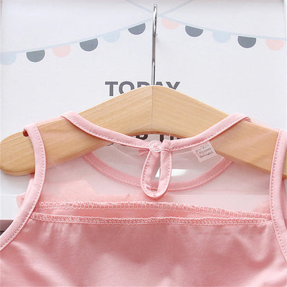 Robe d'été pour fille de 0 à 3 ans, couleur unie, style princesse, en maille, sans manches, longueur genou
