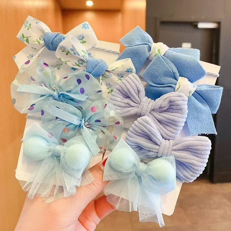10Pcs/Set New Baby Girl Cute Colors Flower Hair Bands Ponytail Holder Chilren Soft Scrunchies Rubber Kid Hair Accessories