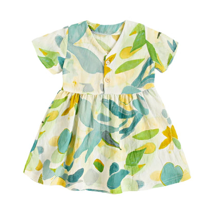 Robe d'été à manches courtes en coton pour petites filles, tenue de vacances, Sanlutoz Notely