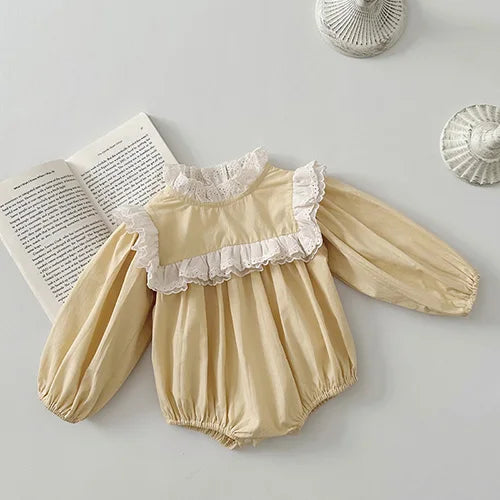 Barboteuse à manches longues pour bébé fille, nouvelle collection automne 2024, en coton imprimé, combinaison pour bébé fille de 0 à 24 mois