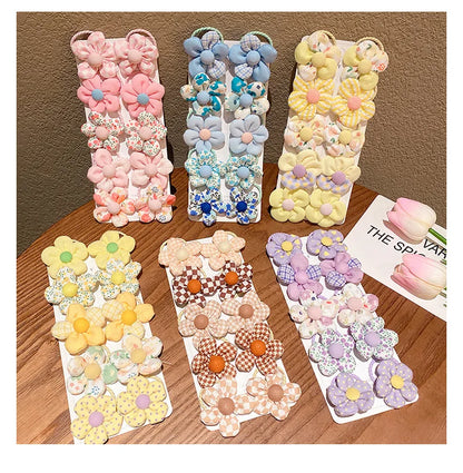 10Pcs/Set New Baby Girl Cute Colors Flower Hair Bands Ponytail Holder Chilren Soft Scrunchies Rubber Kid Hair Accessories