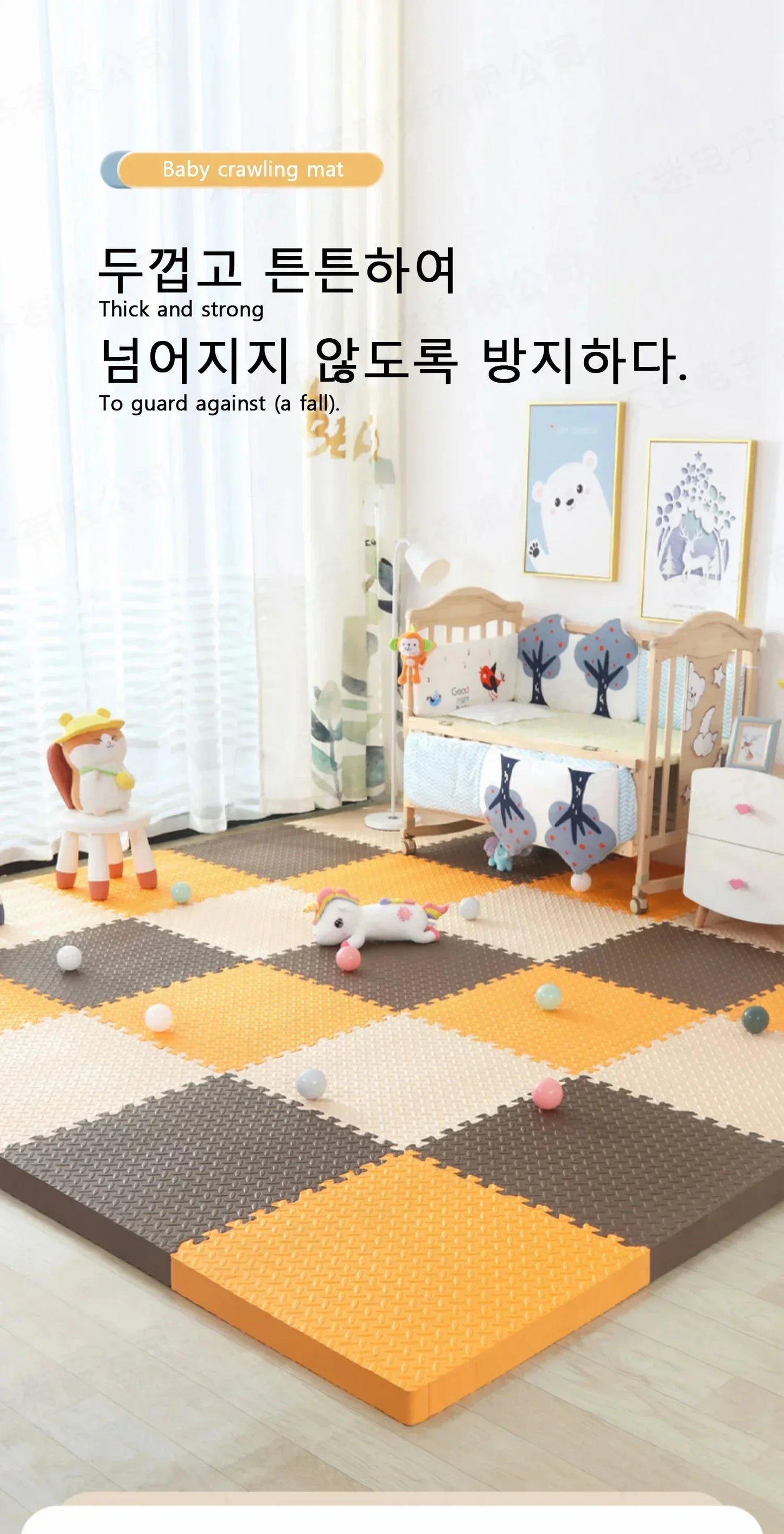 2.5CM Thick Solid Color Baby Game Mat Carpet with Puzzle Pieces for Children's Room, Play Areas, and Gym Baby Playmat  Baby Rug