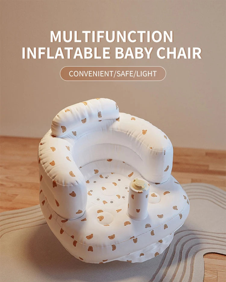 Infant Shining Baby Inflatable Sofa Children Puff Portable Bath Chairs PVC Multifunctional Seat Practice Sitting Bath Stool