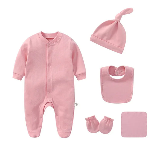 Barboteuses pour bébés garçons en coton uni, vêtements pour nouveau-nés, moufles, chapeaux, chaussettes, tenues pour enfants, tout-petits, personnalisées