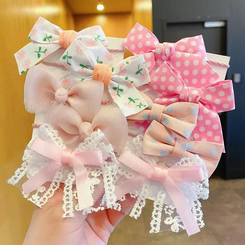 10Pcs/Set New Baby Girl Cute Colors Flower Hair Bands Ponytail Holder Chilren Soft Scrunchies Rubber Kid Hair Accessories