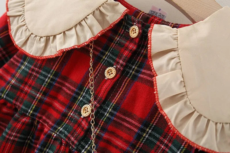 Printemps automne nouveau-né bébé fille vêtements robe à carreaux à manches longues pour bébé filles vêtements 1er bébé anniversaire robes de princesse robe