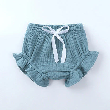 Ensemble de vêtements d'été pour nouveau-né fille, haut sans manches à volants en coton uni, pantalon court, 2 pièces