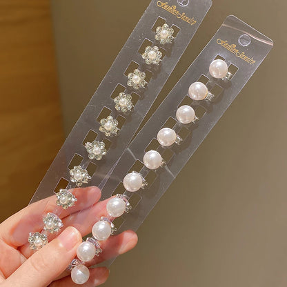 10 Pieces Girls Cute Self-colored Artificial Pearl Flower Hair Clips