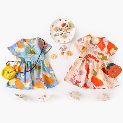 Robe d'été à manches courtes en coton pour petites filles, tenue de vacances, Sanlutoz Notely