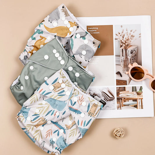 Happyflute 3-15KG 3Pcs Set Pocket Diaper Suede Cloth Inner Washable&Reusable Absorbent Ecological Adjustable Baby Nappy Cover