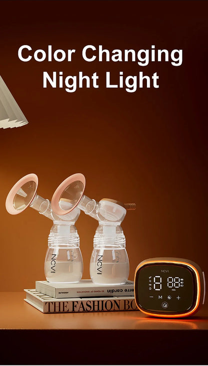 Tire-lait électrique double NCVI – 4 modes et 9 niveaux d'aspiration, ultra-silencieux, affichage LED, sachets de conservation du lait inclus