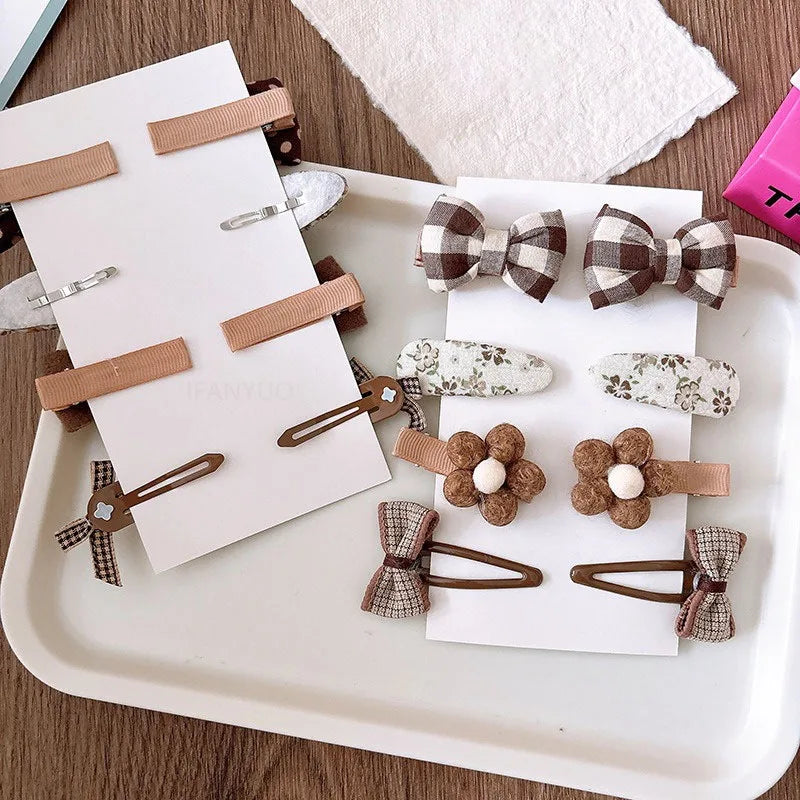 8Pcs/Set Bows Floral Baby Hair Clips Hair Accessories Girls Kids Star Flower Hairpin Headdress Toddler Headwear Birthday Gifts