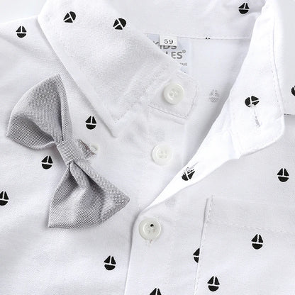 Ensembles de vêtements pour bébés garçons, 3 pièces, chemise à nœud papillon, barboteuse, pantalon et chapeau, robe pour nouveau-né, costume de fête pour homme