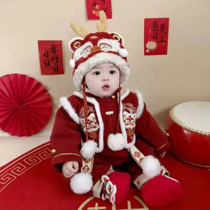 Combinaison traditionnelle chinoise pour garçons et filles, nouveau-né, costume Hanfu Tang, barboteuse, tenues du Nouvel An chinois, anniversaire, hiver