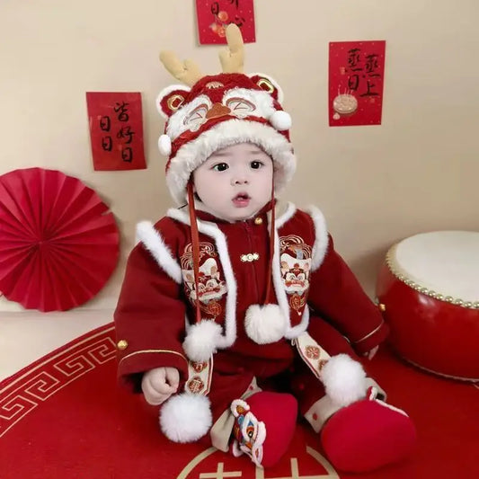 Combinaison traditionnelle chinoise pour garçons et filles, nouveau-né, costume Hanfu Tang, barboteuse, tenues du Nouvel An chinois, anniversaire, hiver