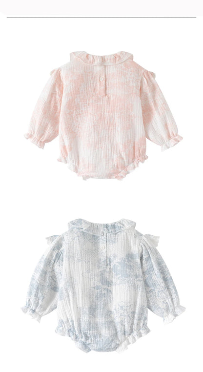 Barboteuse pour bébé fille, barboteuse à volants, col à volants, motif floral, vêtements de princesse pour nouveau-né